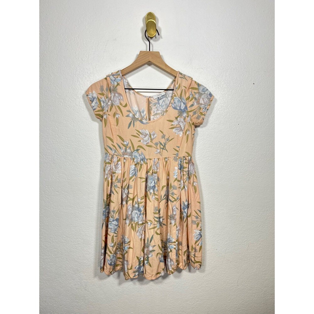 Aritzia Talula Floral babydoll Mini Dress Peach Blue XXS